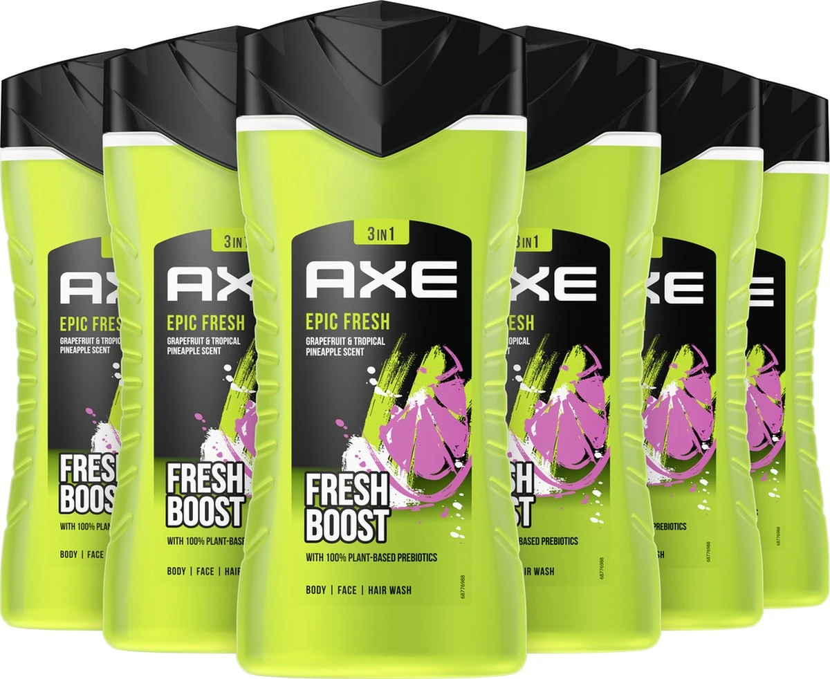 Axe 3-in-1 Douchegel - Epic Fresh - 6 X 250 Ml 3 Axe 3-in-1 Douchegel - Epic Fresh - 6 X 250 Ml