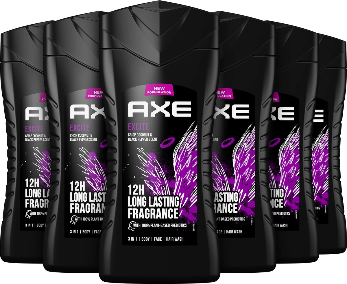 Axe Excite 3-in-1 Douchegel - 6 X 250 Ml - Voordeelverpakking 3 Axe Excite 3-in-1 Douchegel - 6 X 250 Ml - Voordeelverpakking