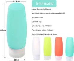 STARMAN Reisflesjes Set - Siliconen - Reisflacons - Handbagage - 100ml - 4 Stuks -Winkel Voor Persoonlijke Verzorging 1200x989