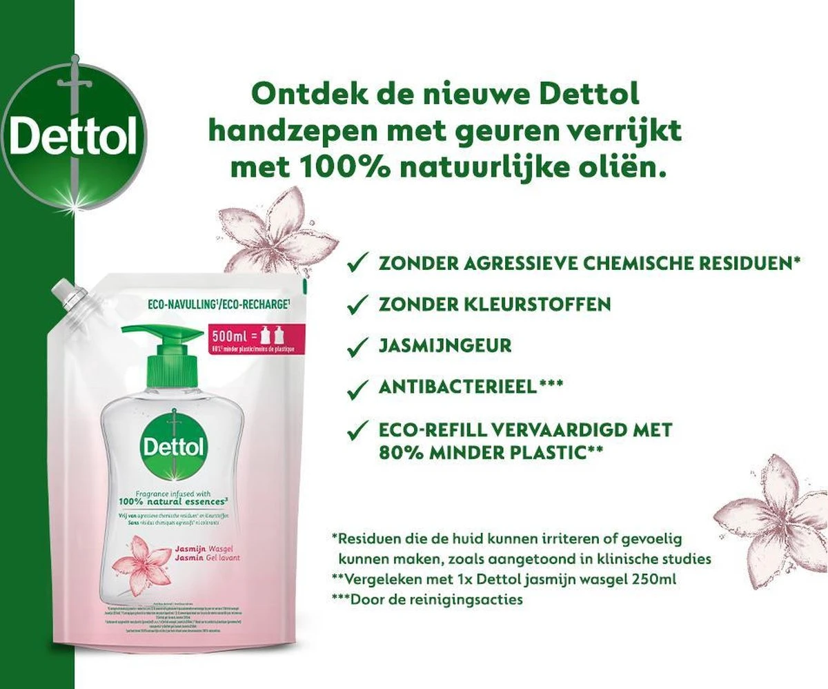 Dettol - Handzeep Navulling - Antibacterieel - Jasmijn - 100% Natuurlijke Oliën - 2 X 500ml 9 Dettol - Handzeep Navulling - Antibacterieel - Jasmijn - 100% Natuurlijke Oliën - 2 X 500ml - Afbeelding 7