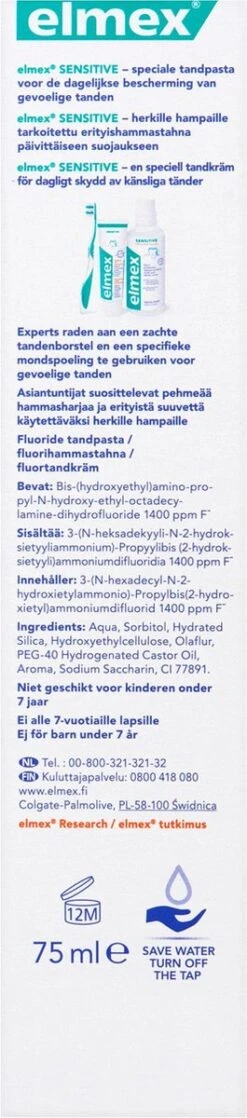 Elmex Sensitive Tandpasta 4 X 75ml - Voor Gevoelige Tanden - Voordeelverpakking 25 Elmex Sensitive Tandpasta 4 X 75ml - Voor Gevoelige Tanden - Voordeelverpakking -Winkel Voor Persoonlijke Verzorging 265x1200
