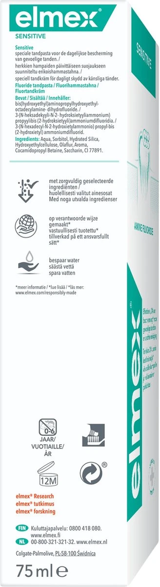 Elmex Sensitive Tandpasta 4 X 75ml - Voor Gevoelige Tanden - Voordeelverpakking 4 Elmex Sensitive Tandpasta 4 X 75ml - Voor Gevoelige Tanden - Voordeelverpakking - Afbeelding 2