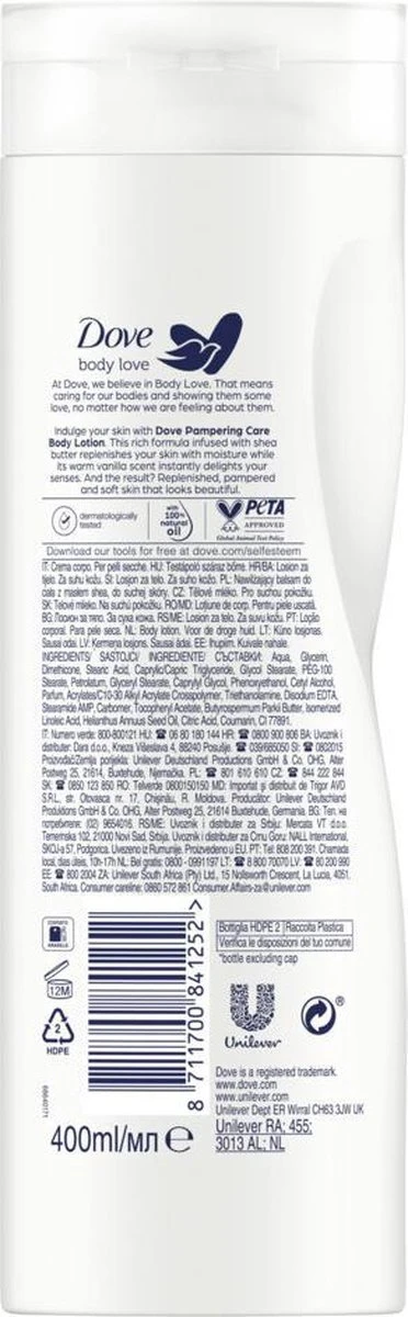Dove Body Love Pampering Care Bodylotion - 400 Ml 4 Dove Body Love Pampering Care Bodylotion - 400 Ml - Afbeelding 2