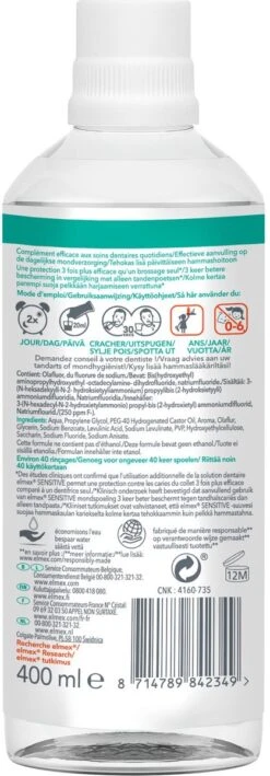 Elmex Sensitive Mondwater - 2 X 400 Ml - Voordeelverpakking 18 Elmex Sensitive Mondwater - 2 X 400 Ml - Voordeelverpakking -Winkel Voor Persoonlijke Verzorging 418x1200