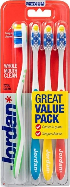 Jordan - Total Clean Tandenborstels Medium - 4 Stuks -Winkel Voor Persoonlijke Verzorging 453x1200