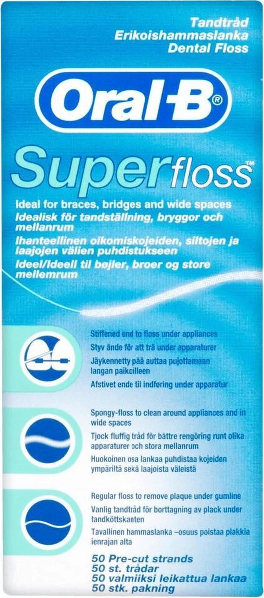 Oral B Oral-B Superfloss - 50 Stuks - Flosdraad 9 Oral B Oral-B Superfloss - 50 Stuks - Flosdraad - Afbeelding 7
