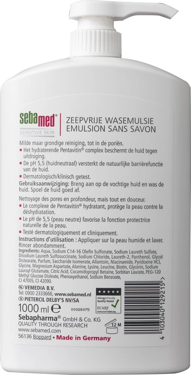 Sebamed Douchegel - Douchemiddel - Zeepdispenser - 1 Liter 6 Sebamed Douchegel - Douchemiddel - Zeepdispenser - 1 Liter - Afbeelding 4