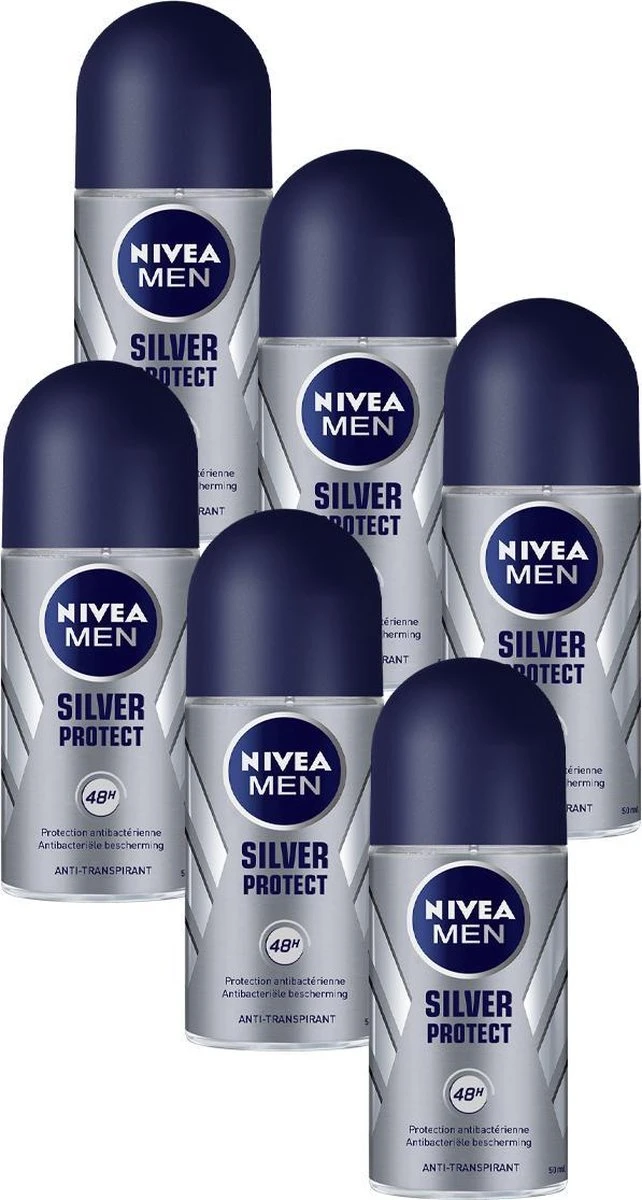 NIVEA MEN Silver Protect Dynamic Power - 6 X 50 Ml - Voordeelverpakking - Deodorant Roller 4 NIVEA MEN Silver Protect Dynamic Power - 6 X 50 Ml - Voordeelverpakking - Deodorant Roller - Afbeelding 2