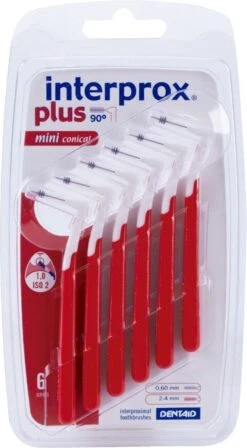 3x Interprox Plus Mini Conical 2-4 Mm Rood Blister à 6 Ragers -Winkel Voor Persoonlijke Verzorging 662x1200