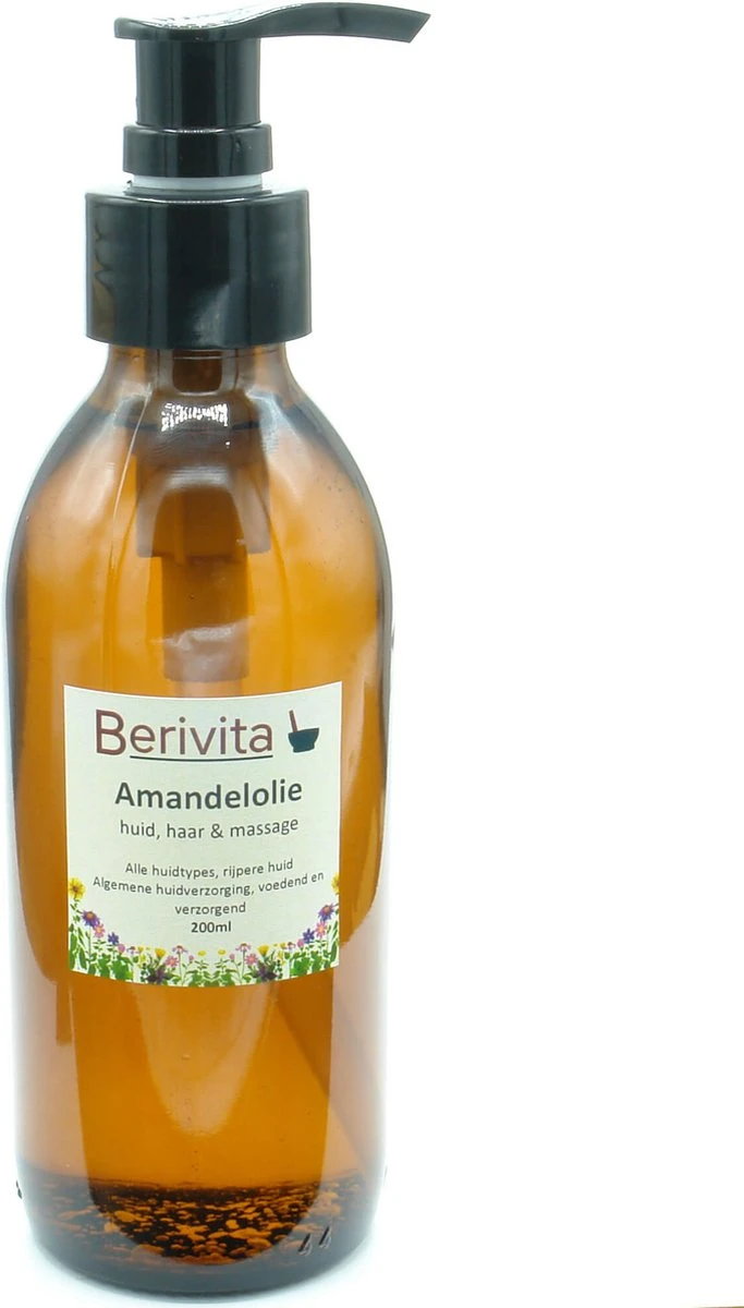 Amandelolie Puur 200ml Pompfles - Glas - Zoete Amandel Olie Voor Huid En Haren - Sweet Almond Oil 3 Amandelolie Puur 200ml Pompfles - Glas - Zoete Amandel Olie Voor Huid En Haren - Sweet Almond Oil