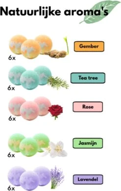 Bruisballen - 30 Stuks - 5 Verschillende Geuren - Voor In Bad - Etherische Oliën - Aromatherapie - Badballen - Badparels -Winkel Voor Persoonlijke Verzorging 762x1200 2
