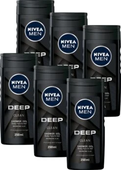 NIVEA MEN DEEP Clean Shower Gel - 6 X 250 Ml - Voordeelverpakking - Douchegel
