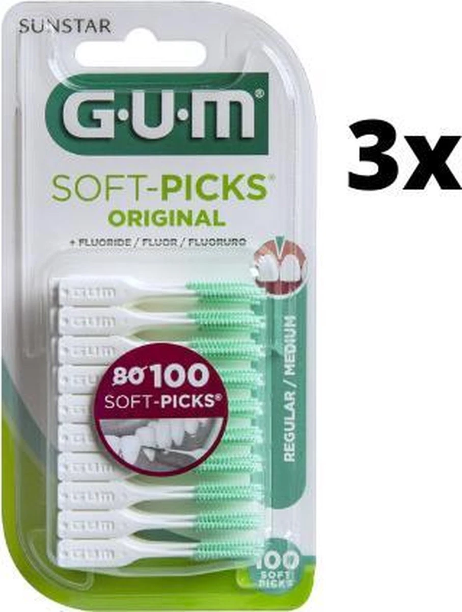 GUM® Gum Soft-Picks Regular - 3 X 100 Stuks - Voordeelverpakking 3 GUM® Gum Soft-Picks Regular - 3 X 100 Stuks - Voordeelverpakking