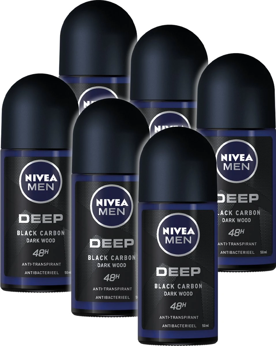 NIVEA MEN Deep - 6 X 50ml - Voordeelverpakking - Deodorant Roller 3 NIVEA MEN Deep - 6 X 50ml - Voordeelverpakking - Deodorant Roller