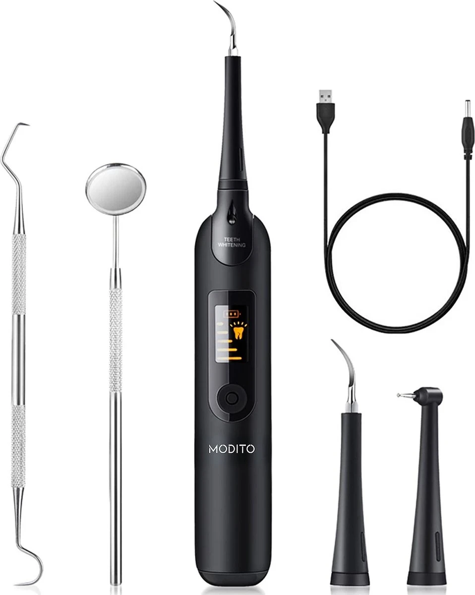 Merkloos Tandsteen Verwijderaar - 5 Standen - Inclusief Tandarts Set - Met 3 Opzetstukken - Elektrisch - Tandplak 4 Merkloos Tandsteen Verwijderaar - 5 Standen - Inclusief Tandarts Set - Met 3 Opzetstukken - Elektrisch - Tandplak - Afbeelding 2