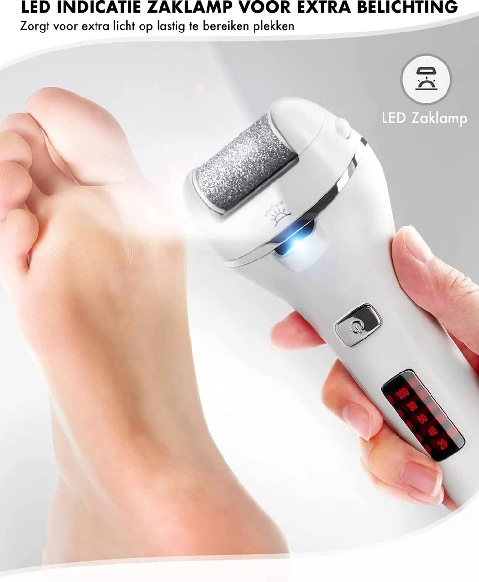 DynaBright Elektrische Eelt Verwijderaar - LED Verlichting - Voetvijl - Inclusief 3 Rollers - Oplaadbaar 4 DynaBright Elektrische Eelt Verwijderaar - LED Verlichting - Voetvijl - Inclusief 3 Rollers - Oplaadbaar - Afbeelding 2